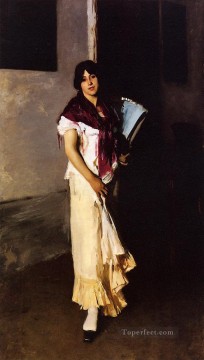  Italia Obras - Chica italiana con ventilador retrato John Singer Sargent